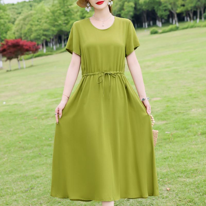 Elegant Women's Summer Dress Plus Size Short Sleeve Casual Long Dresses Vintage Clothes