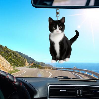 Llaveros de acrílico con forma de gato para espejo retrovisor de coche, bolso para coche