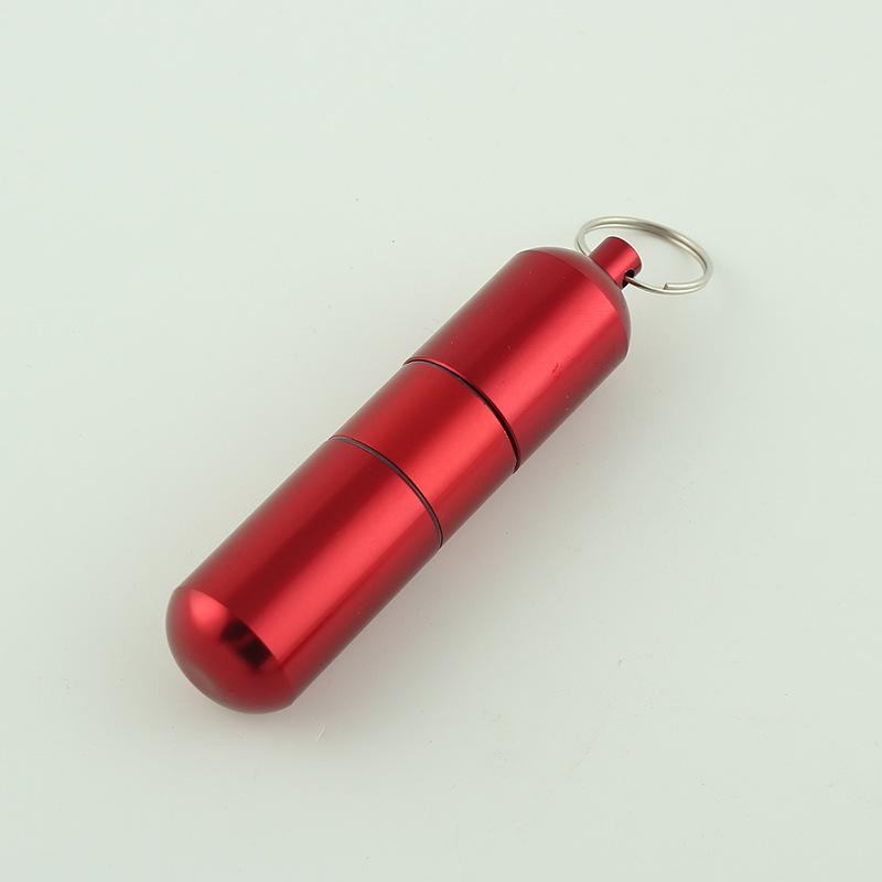 Capsule Shape Silver Aluminum Alloy Cigarette Box Waterproof Cigarette Case Pill Toothpick Capsule Holder with Keychain Mens Gif