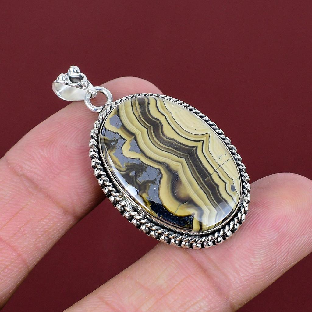 Schalenblende Pendant 925 Sterling Silver Pendant Natural Gemstone Jewelry Handmade Pendant Birthstone Pendant Gifts for Him Silver Jewelry