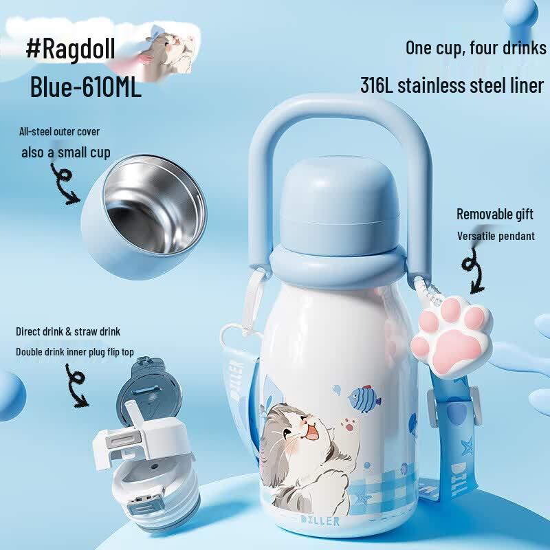 Diller Large Capacity Insulated Straw Water Bottle