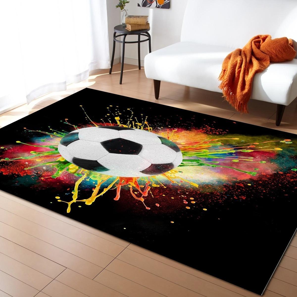 

3D Football Large Carpet Rug for Home Living Room Bedroom Sofa Doormat Decor Children Play Area Rug Carpet Non-slip Floor Mat 40cm x 60cm