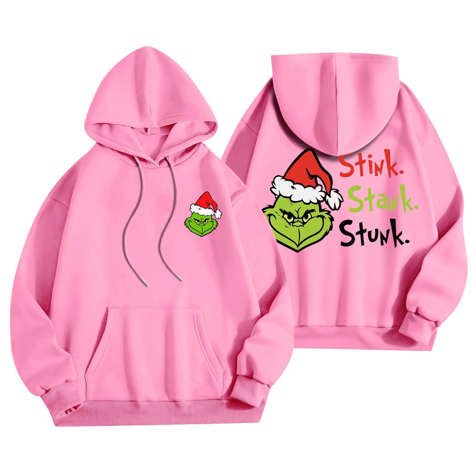 

Женская мода, легкий женский свитер с длинными рукавами и карманами, рождественская толстовка с капюшоном XXXL розовый