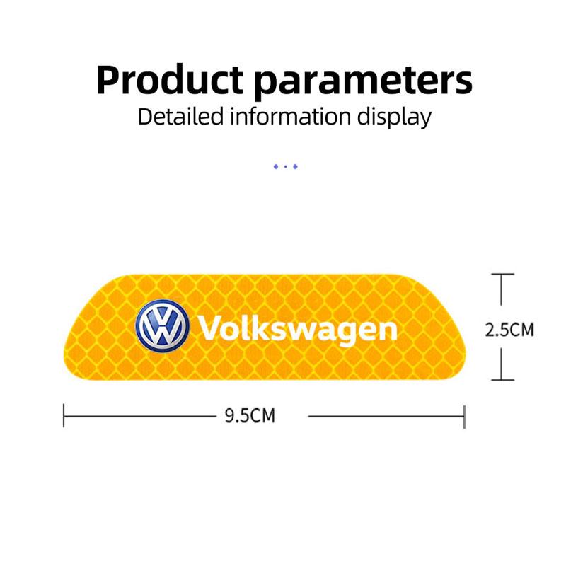 WGLRK1 4Pcs Volkswagen Safety Warning Night Reflection Car Stickers For VW Scirocco GTI Polo Golf CC T5 GTE Passat Variant b6 Jetta
