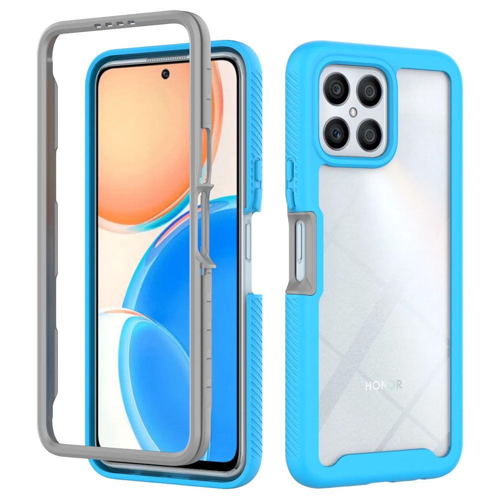 Heavy Duty Armor Shockproof Phone Case For Honor X8 X8a X6 4G 70 Lite Soft TPU Frame Hard Plastic Transparent Acrylic Back Cover