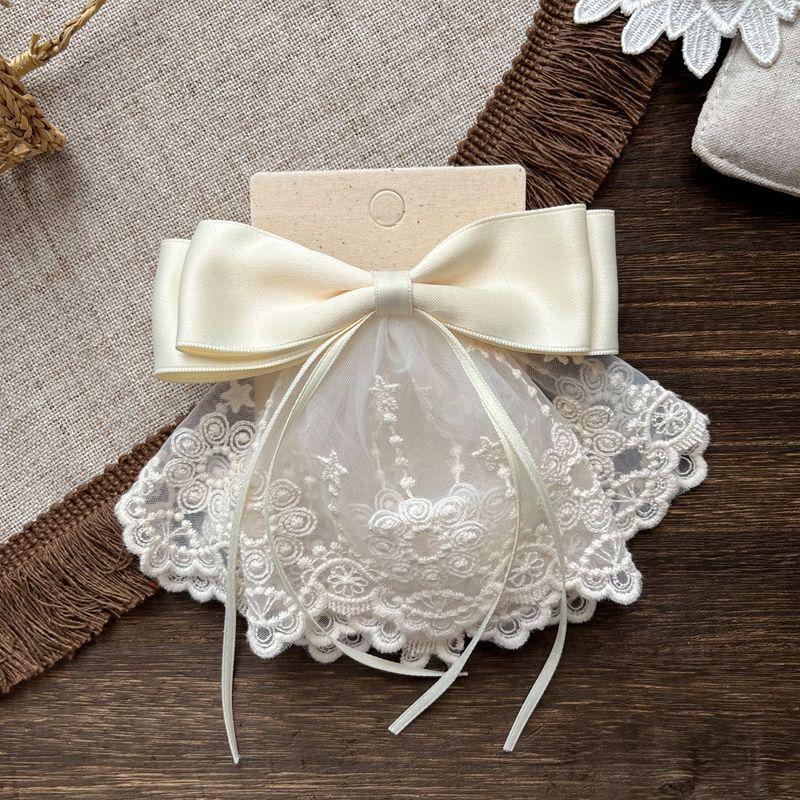 Sweet Bow Hair Clips for Girls White Floral Lace Decorative Barrette New Product Hair Accessories