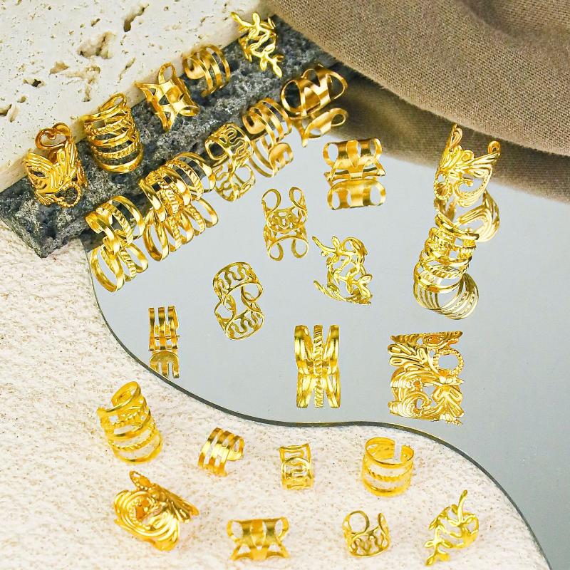 Dreadlock Accessories Bulk Set Alloy Spiral Braid Clips Gold Silver Colors Diy Festival Party Hair Jewelry Unisex Styling Kit