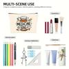 Canvas Makeup Bag Zippered Travel Portable Lightweight Makeup Pouch Large Capacity Durable Toiletry Bag Foldable Storage Bags Student Pencil Case