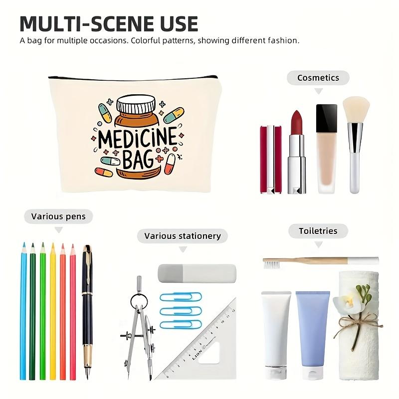 Canvas Makeup Bag Zippered Travel Portable Lightweight Makeup Pouch Large Capacity Durable Toiletry Bag Foldable Storage Bags Student Pencil Case
