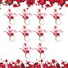 Valentine's Day Napkin Ring Decor - Romantic Heart & Flower Design,for Wedding/Anniversary/Dinner Party Decoration