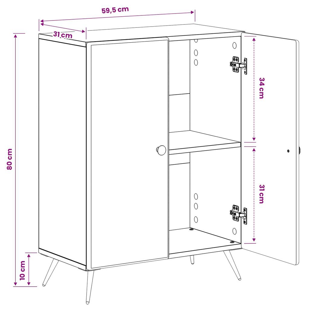 Bathroom Storage Cabinet BREDA Reclaimed Wood 59.5 X 31 X 80 Cm