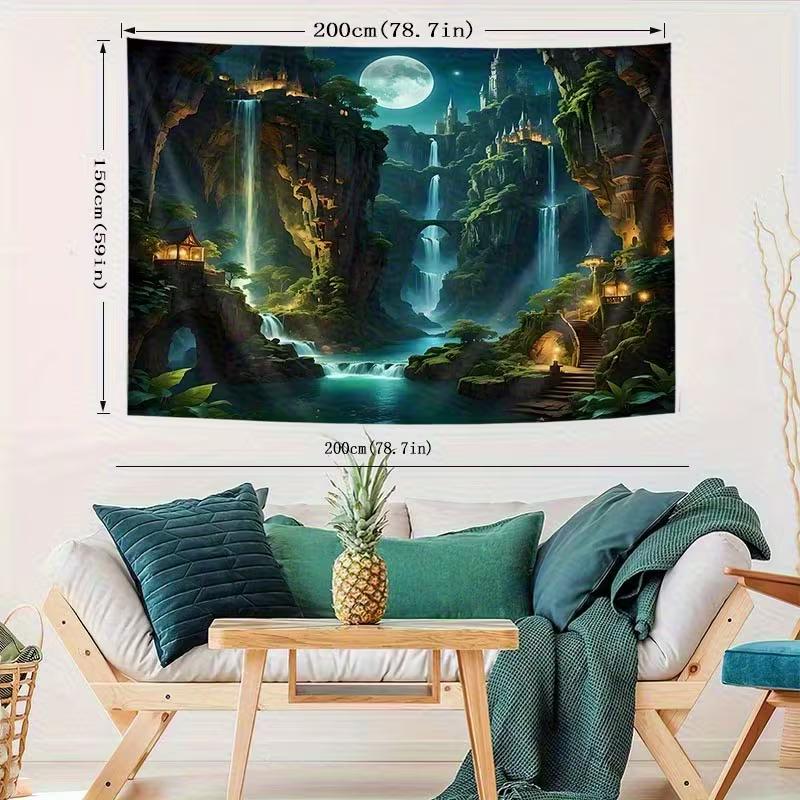 2D Enchanted Castle Tapestry for Bedroom Living Room Fantasy Decor