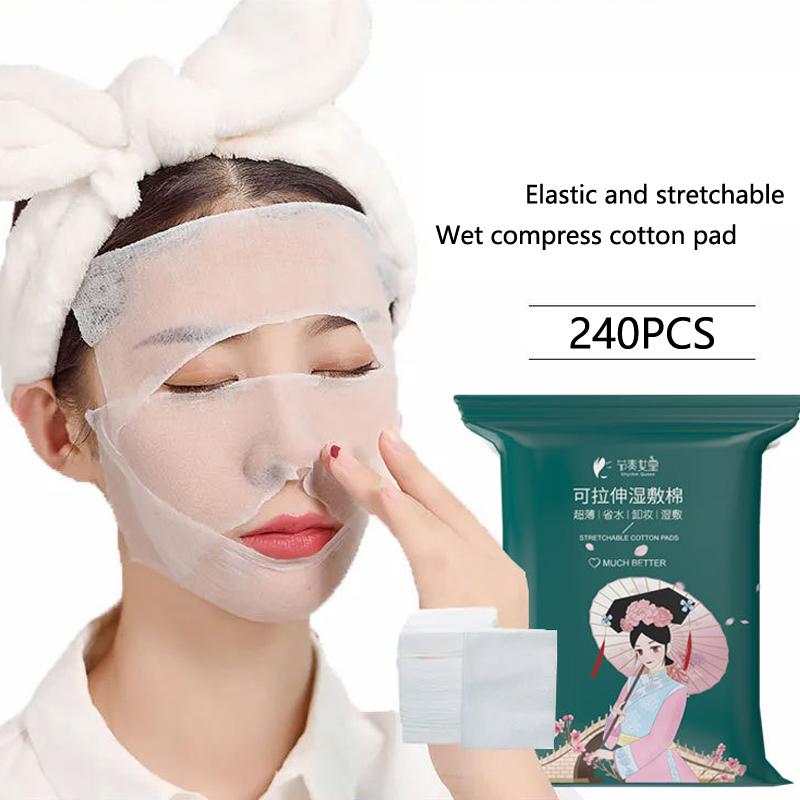 240 Stück/Beutel Gaze für Gesichts-Make-up Wattepads Dehnbar Einweg Kosmetik-Baumwollmaske Feuchtes Kompressen-Tuch Reinigung