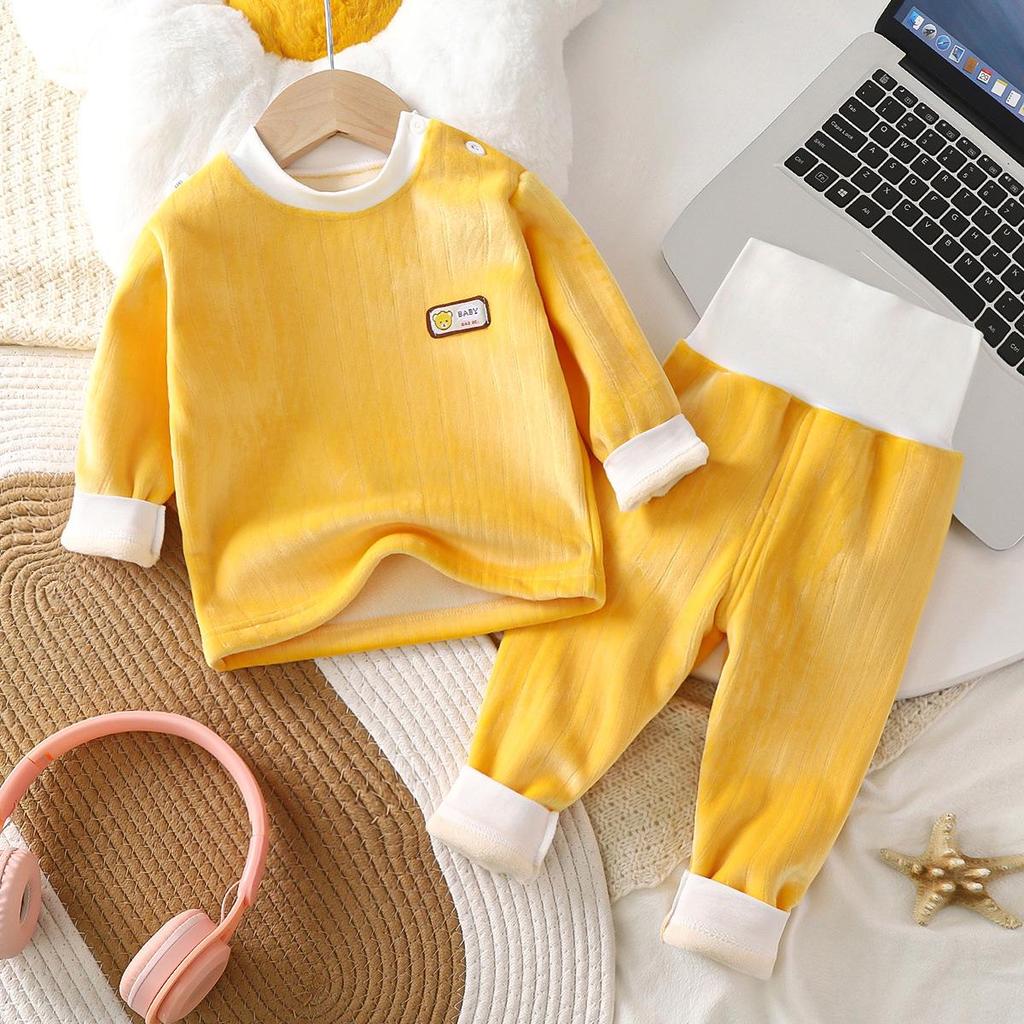 Children's Warm Velvet Underwear Set - Boys & Girls Autumn/Winter Pajamas