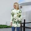Women's Floral And Casual Three-quarter Sleeves Floral Print Collar Top