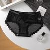 Lady Summer Sexy Pure Want Hollow Lace Pearlescent Satin Middle Waist Triangle Briefs