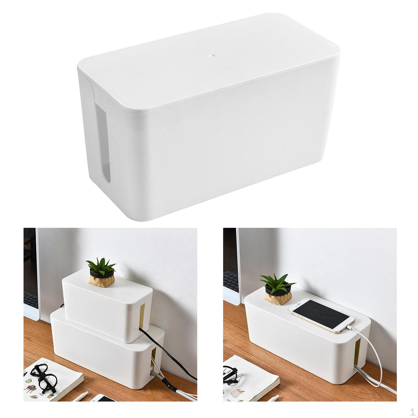 

Коробка з органайзером для кабелів, велика кришка для приховування подовжувача та шнурів White L 32x13.7x13cm