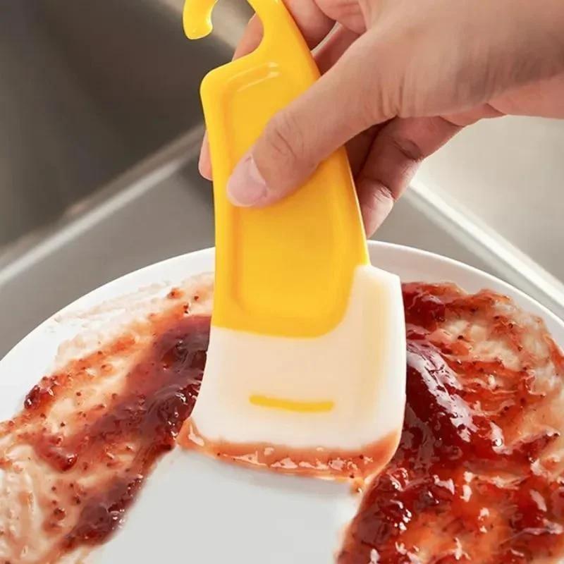 Silicone Kitchen Scraper Cleaning Spatula For Food Residue Stains Pot Fry Pan Dish Oil Plate Clean Brush Baking Soft Blade