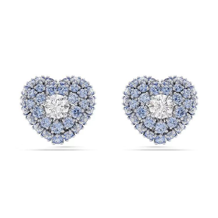 Swarovski Idyllia Hyperbola Heart Decoration Cubic Zirconia Rhodium Plated Earrings Women earrings Blue 5683576 Box (Random Color)