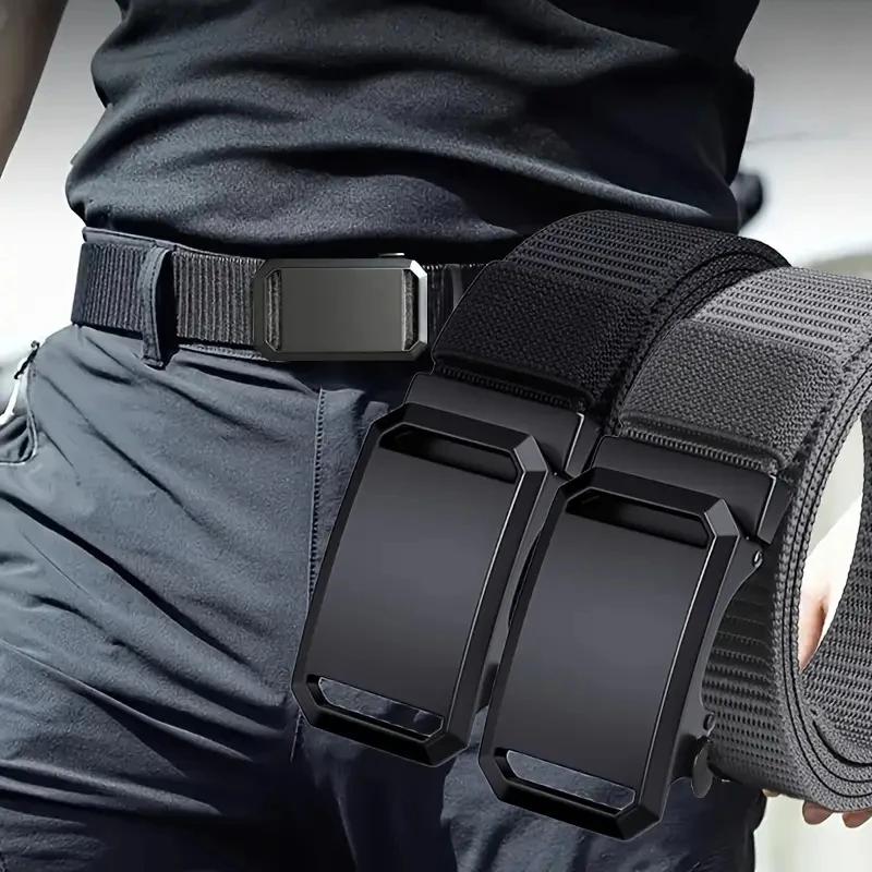 Grey Canvas Tactical Workwear Casual Outdoor Military Training Pants Belt for Men 2025 New Automatic Buckle Belt