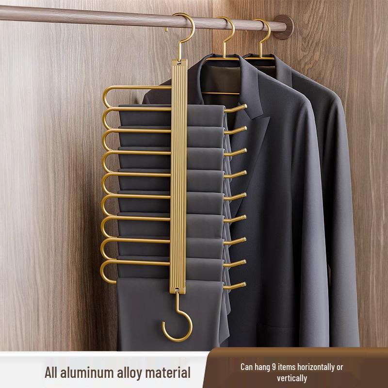 

Aluminum Alloy Foldable Pull-Out Pants Rack Hanger for Wardrobe Storage Cream White - 6 Bars