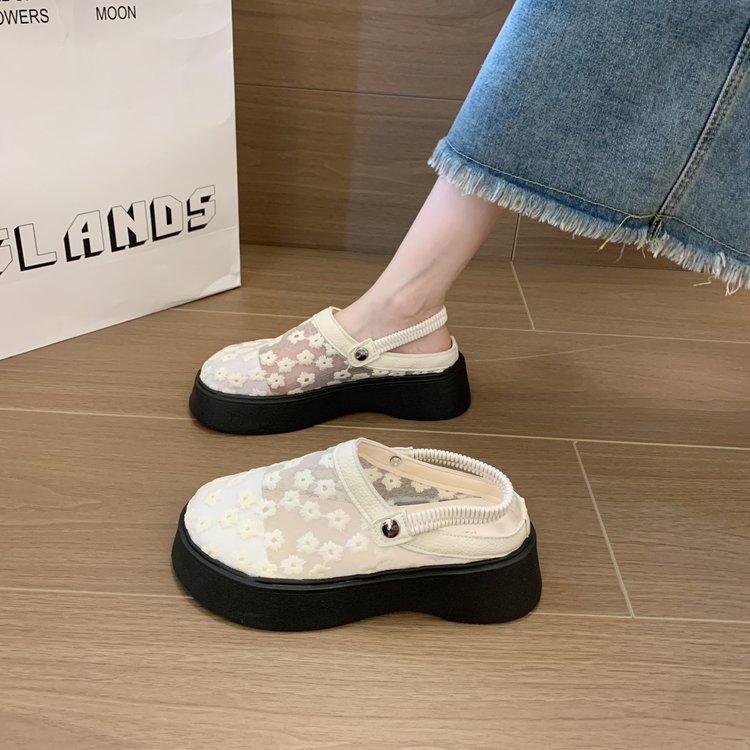 

Летние новые дышащие сетчатые толстые подошвы женские сандалии, увеличивающие рост, модные повседневные двусторонние сандалии 36 белый