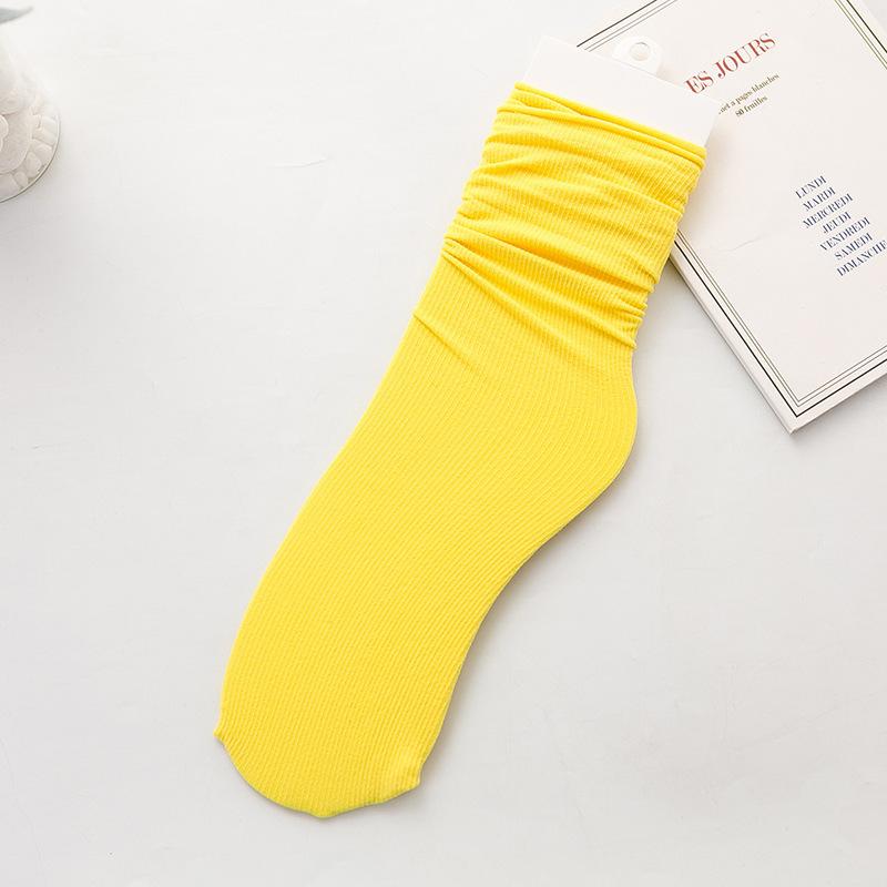 Velvet Socks for Girls, New Summer Style, Thin Ice Silk Socks, Solid Color Mid-calf Socks, Dopamine Socks
