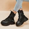 White Chunky Platform Motorcycle Boots Women Buckle Lace Up Thick Bottom Ankle Boots Woman 2025 Autumn Fashion Vulcanized Shoes