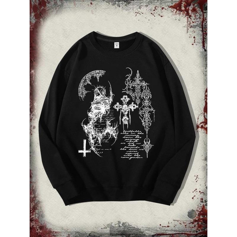 Design Dark Style Print Men's Casual Sweatshirt.