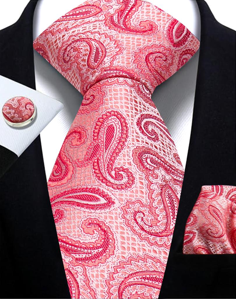 Mens Tie Paisley Jacquard Woven 8Cm Formal Business Wedding Necktie Pocket Square Set Suit Cravat High Quality Handmade Gravata