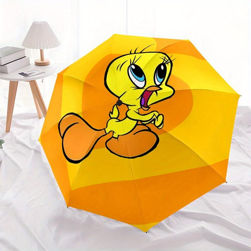 Tweety Bird Automatic Open/Close Umbrella   Compact Travel Umbrella, 8 Rib Heavy Duty Construction, Ideal Gift, 103
