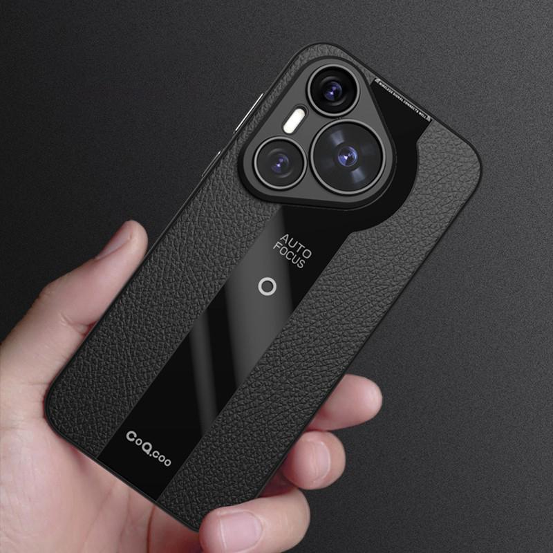 

Q.COO For Huawei Pura 70 Pro/Pura 70 Pro+ Case Shockproof PU+TPU+Acrylic Phone Cover Black