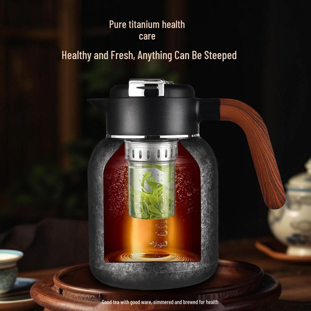 High-End Insulated Titanium Teapot with Tea Separation – Large Capacity Kettle