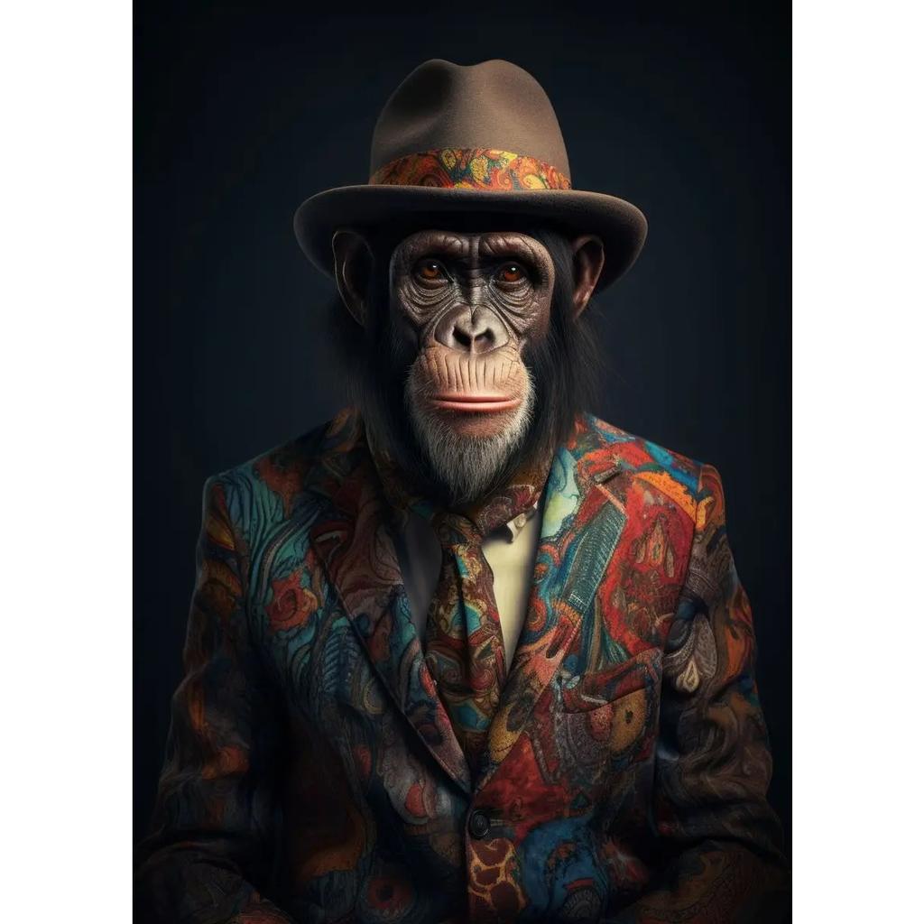 Plakat ze zwierzęciem w stylu Boho Lew Słoń Szympans Obrazy Nowoczesna Sztuka Ścienna Obrazy na Płótnie do Salonu Wystrój Domu