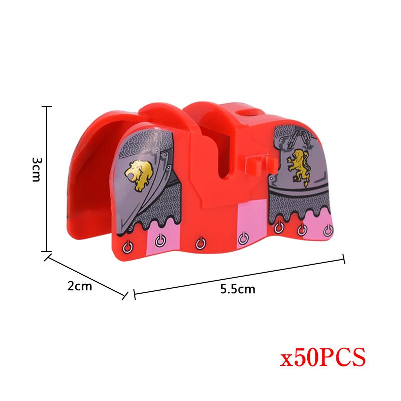 MOC 50 Stück Mittelalter Militär Mittelalter Ritter Kriegspferd Rüstung Pferdeleine Actionfiguren Bausteine Steine Spielzeug Kindergeschenk