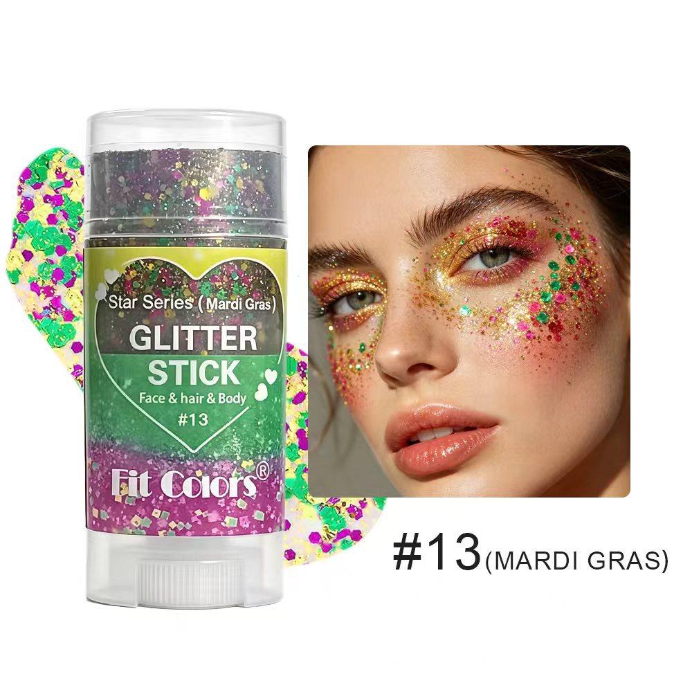 Fit Colors Star Series Glitter Stick Body Shimmer Face Hair Highlighter Chunky Festival Glitter Makeup for USA 250th Anniversary Fireworks Party Raves