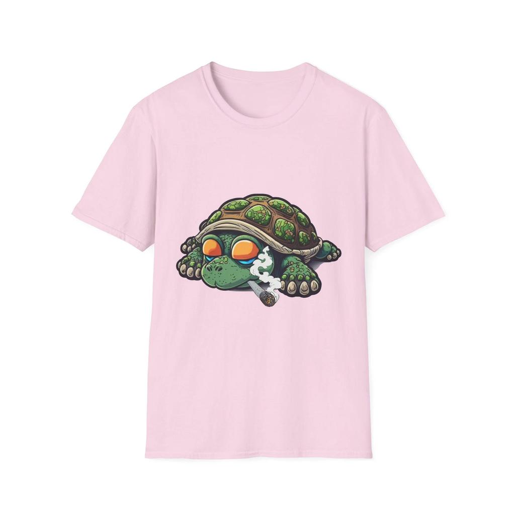 Funny Stoned Turtle Softstyle T-Shirt, Hippie Weed Tee, Relaxation Graphic Top,