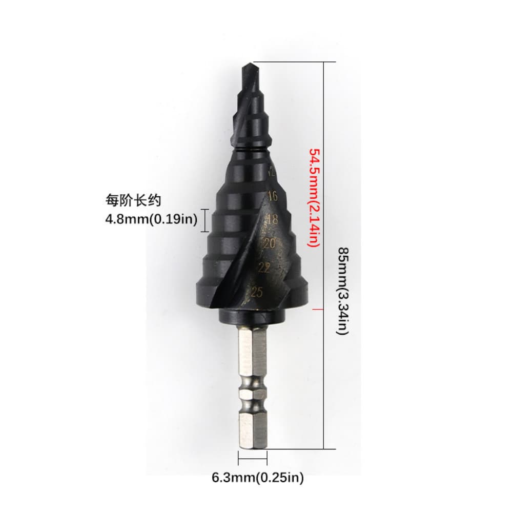 Heavy Duty Step Drill Bit with Anti-Slip Tip and High-Speed Precision for Accurate and Clean Drilling on Metal and Wood