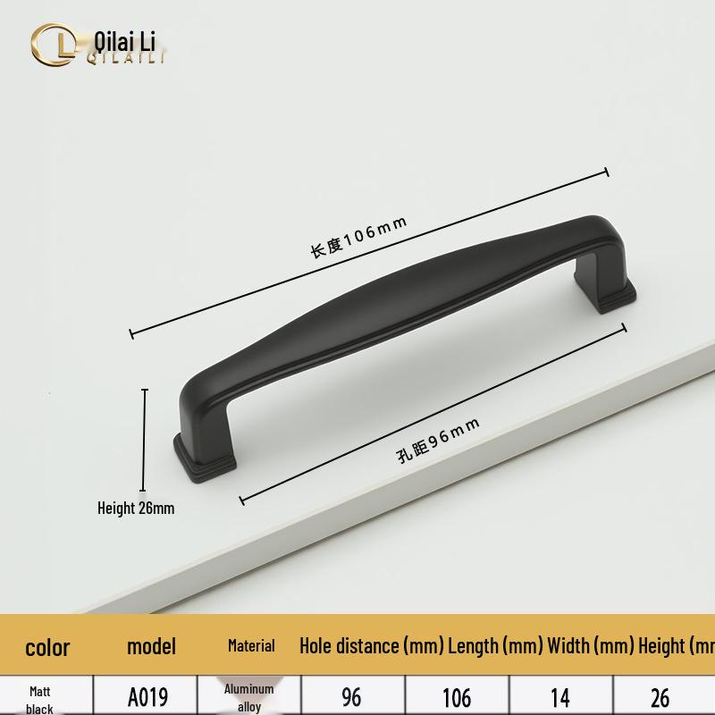 American Black Handle for Cabinets & Drawers: Minimalist Single Hole Design