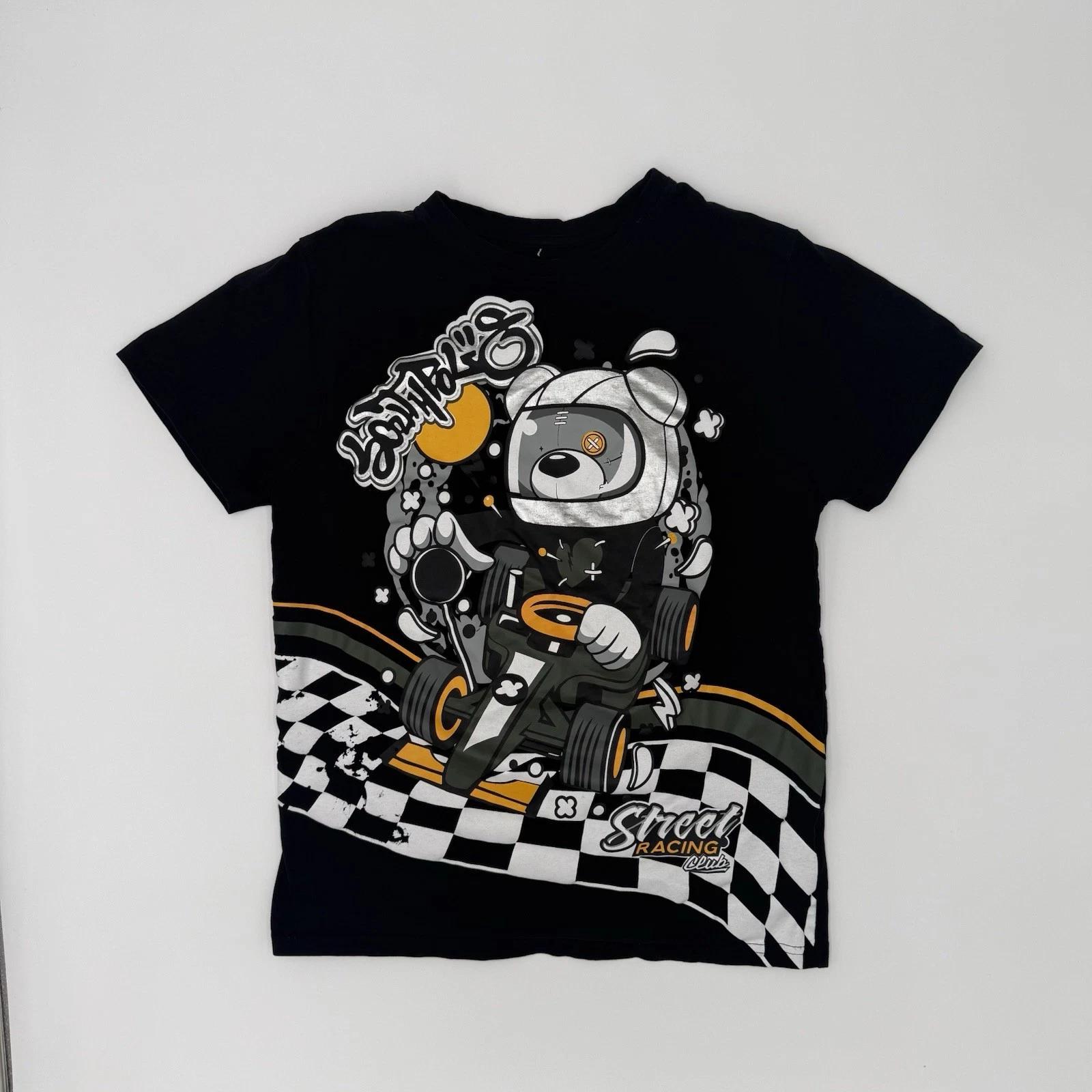 Southpole Shirt Black Street Racing Club Graphic Logo Teddy Bear Mens Small 4XL