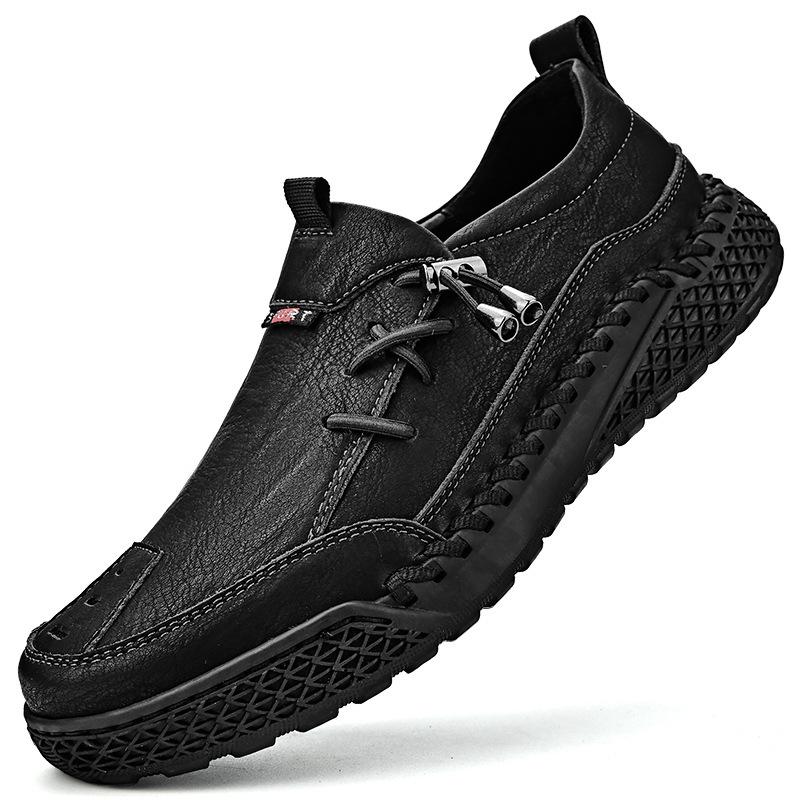 

High-end leather shoes men s spring and autumn new casual sports shoes flat bottom 38 чёрный