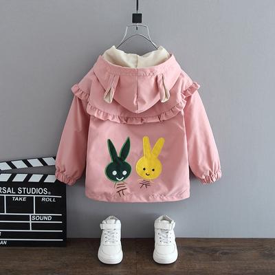 Spring Summer Autumn Girls Cute Cartoon Rabbit Thin Jacket Baby Kids Children Hooded Coat