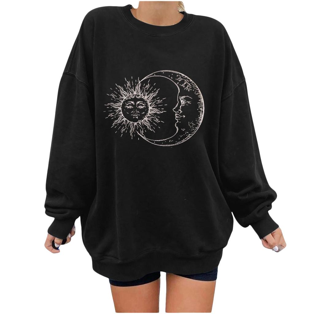 Women's Casual Sun  Printing Long Sleeve Sweatshirt Pullover Blouse Tops