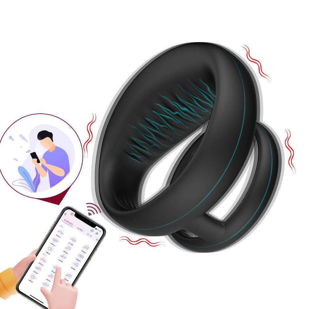 App Control Double Penis Ring Vibrator 10 Vibrations Cock Ring Penis Enhancer G Spot Vibrator Mens Vibrator for Longer Erections