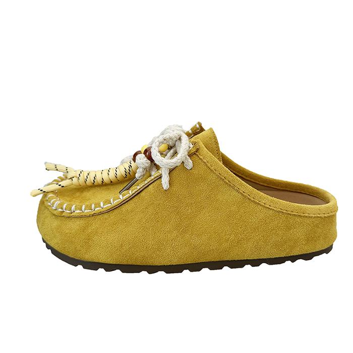 Fashion 2025 Autumn New Retro Flat Slippers Women's Round Toe Deep Mouth Platform Suede Front Lace-up Soft Slip Slides Women Slippers