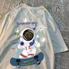 I'M From Outer Space Skateboarder Astronaut Men Clothing Hip Hop T Shirts Harajuku Tops Cotton Breathable Tops Loose Clothing