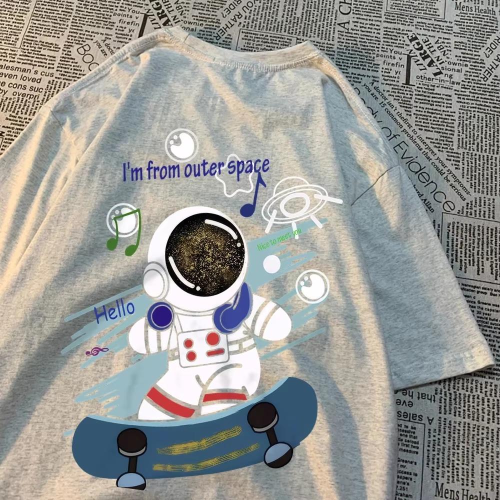I'M From Outer Space Skateboarder Astronaut Men Clothing Hip Hop T Shirts Harajuku Tops Cotton Breathable Tops Loose Clothing