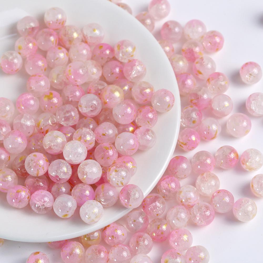 Yori 40pcs 10mm Imitation Crack Glass Beads Round Loose Spacer Beads for Jewelry Making DIY Bracelets Phone Chain Accessories