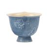 Hand Painted Ceramic Flower Tea Cup with 3D Butterfly High Foot Blue Porcelain Tea Set for Personal Use