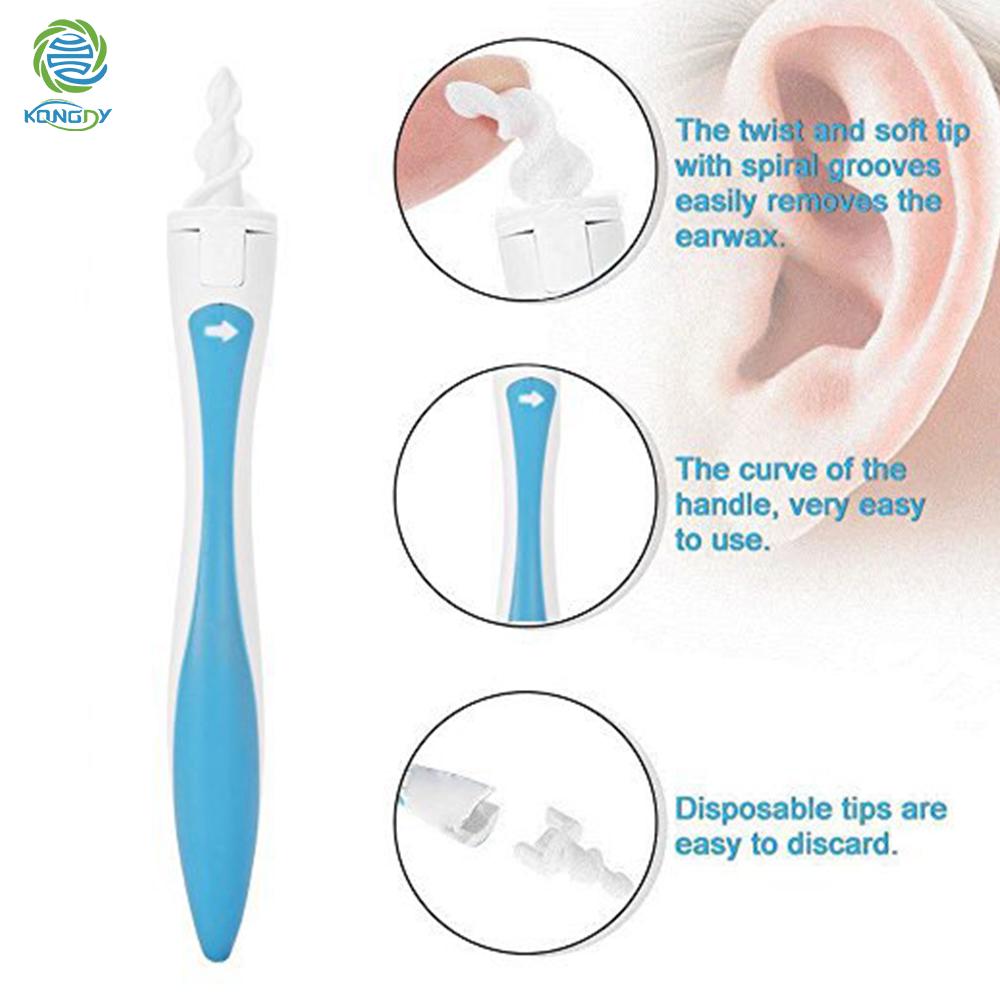 16 Tips Spiral Ear Cleaner Rotating Smart Earpick Easy Earwax Removal Soft Spira Cleaner